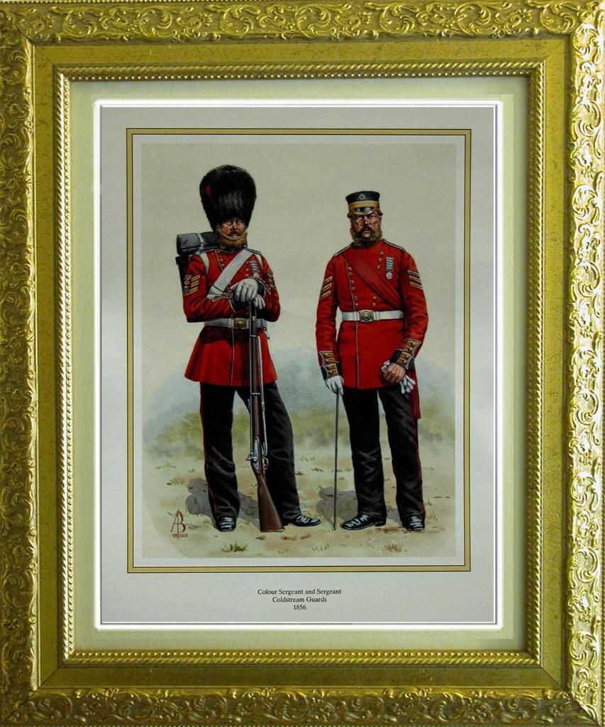 British Signed Military Print Colour Sergeant And Sergeant Coldstream Guards 1856 Ebay 2694